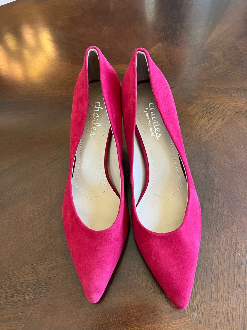Charles By Charles David Hot Pink Suede Pointed-Toe Pumps